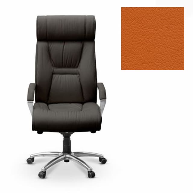 Кресло руководителя Юнитекс Олимп X хром экокожа премиум оранжевая CN1120