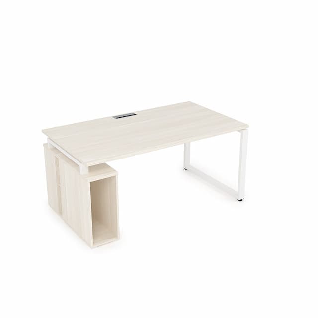 Стол с тумбой под системный блок АЛСАВ Gloss ССБ-O.994 ivory/белый