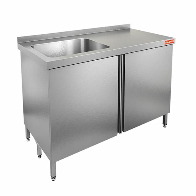 Стол производственный с распашными дверцами и моечной ванной Hicold НСЗ1М-9/7БЛ
